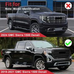 Gloss Black Front Upper Grille ABS Grill For GMC Sierra 1500 Denali 2019-2021