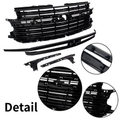 For 2021/2022/2023/2024 Chevrolet Tahoe/Suburban Gloss Black Front Upper Grille Grill Trim