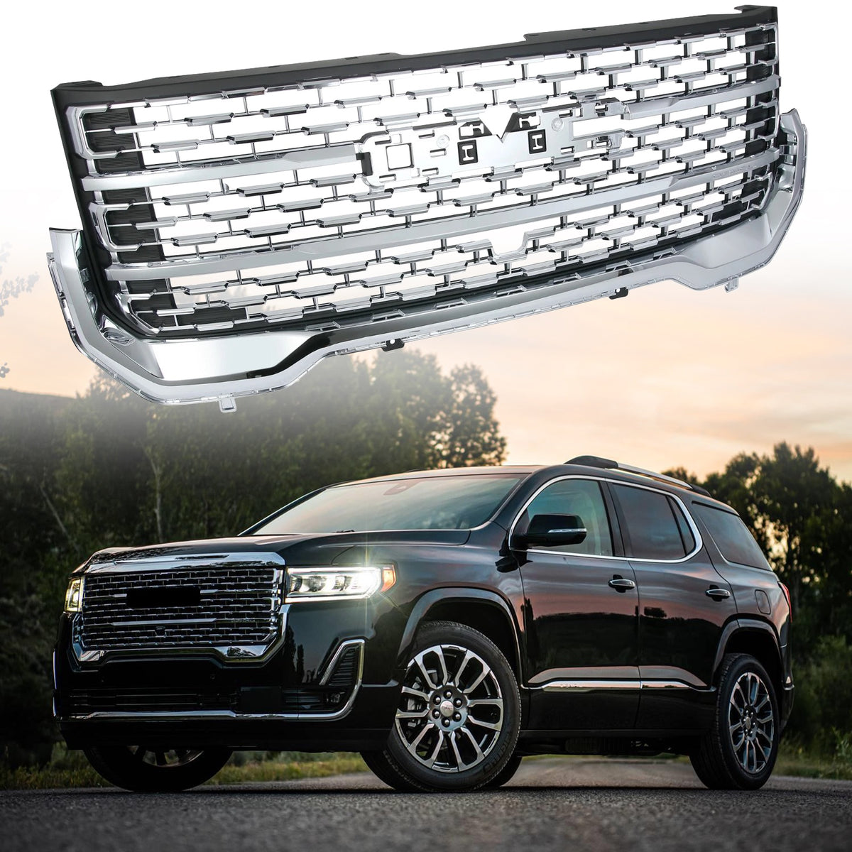 84818780 For 2020/2021/2022/2023 GMC Acadia Denali Upper Grille OE Style Chrome 84818781