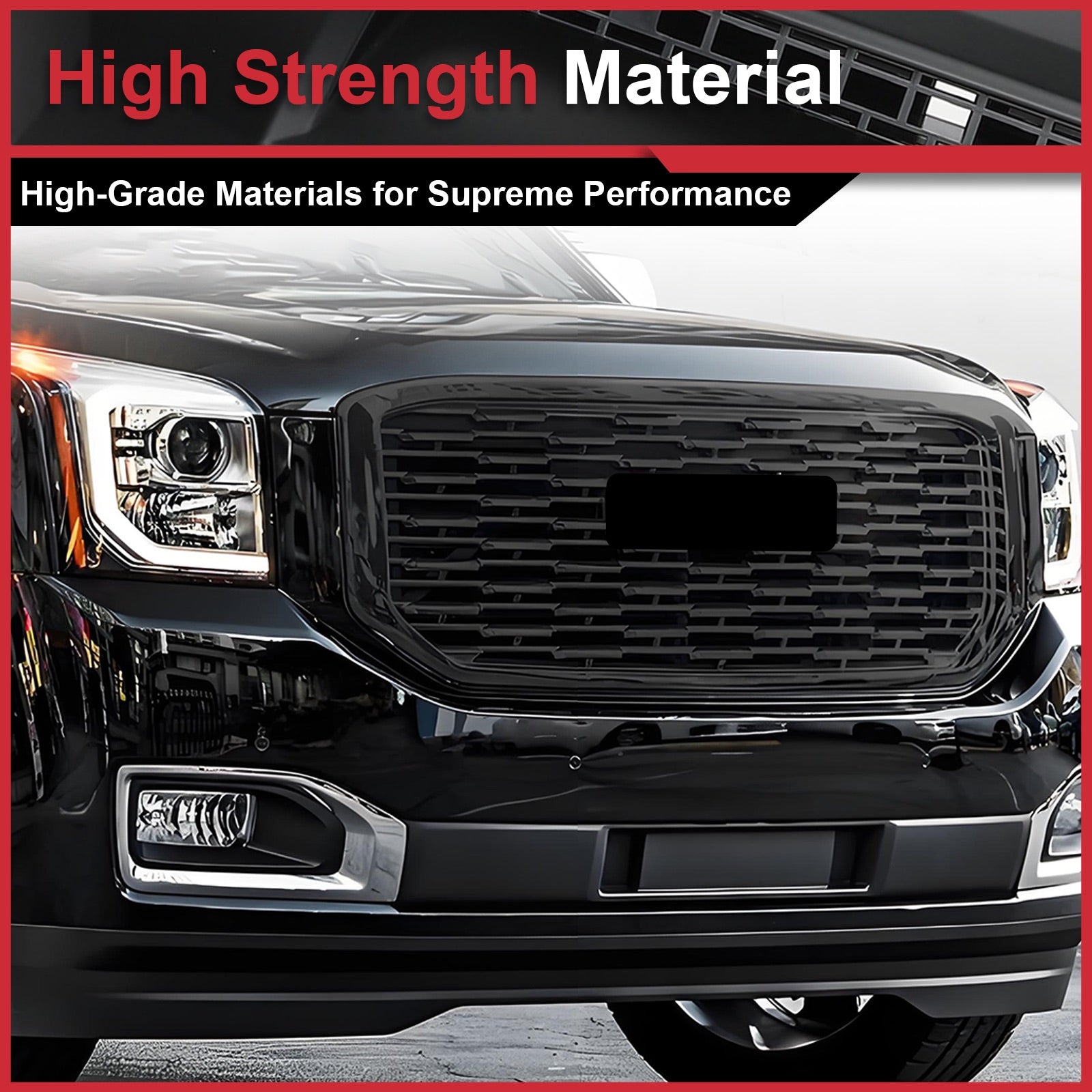 Glossy Black Denali Style Front Bumper Grille Grill For 2015-2020 GMC Yukon XL