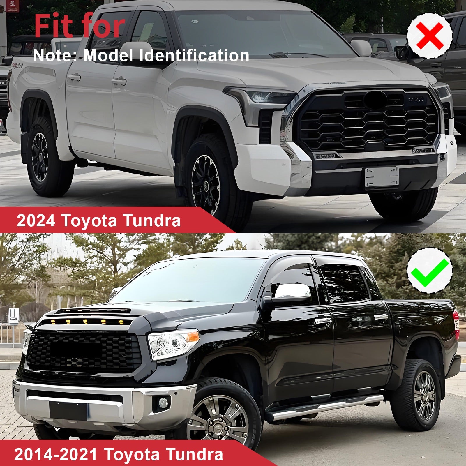 For 2014-2021 Toyota Tundra Front Upper Hood Bulge Molding W/ Light Gloss Black