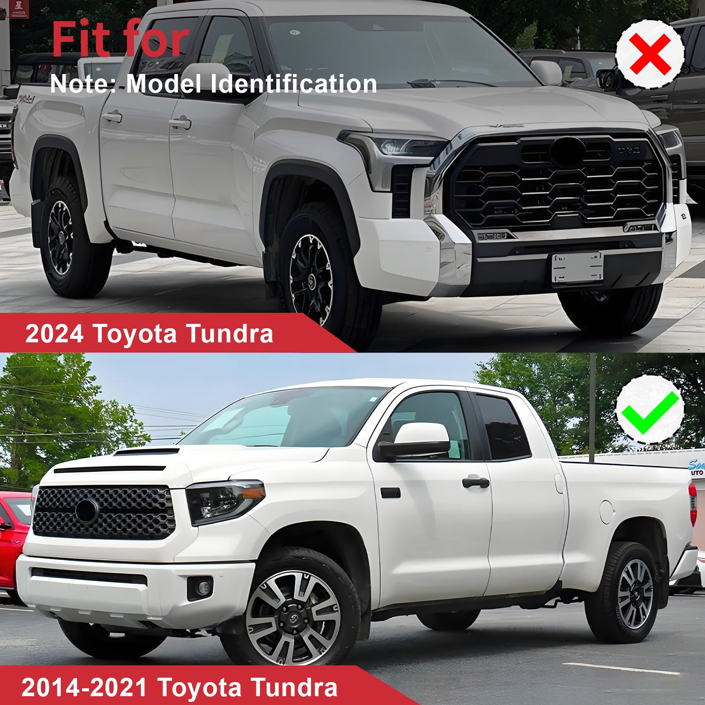 For Toyota Tundra 2014-2021 Front Upper Grille Hood Bulge Molding WHITE 040