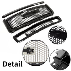 For 2007 2008 2009 2010 2011 2012 2013 GMC Sierra 1500 Denali Pickup Upper Lower Grille Hood Molding Black