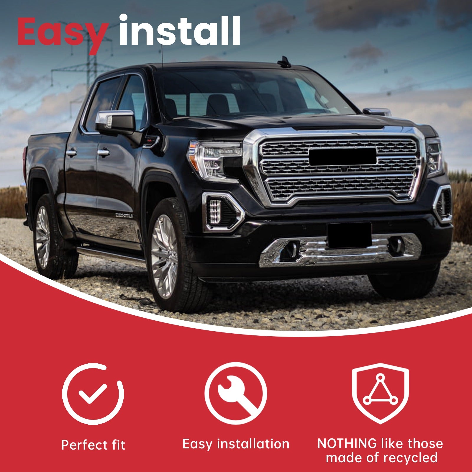 For GMC Sierra 1500 Denali 2019-2021 Front Upper Grille Chrome New Factory Style