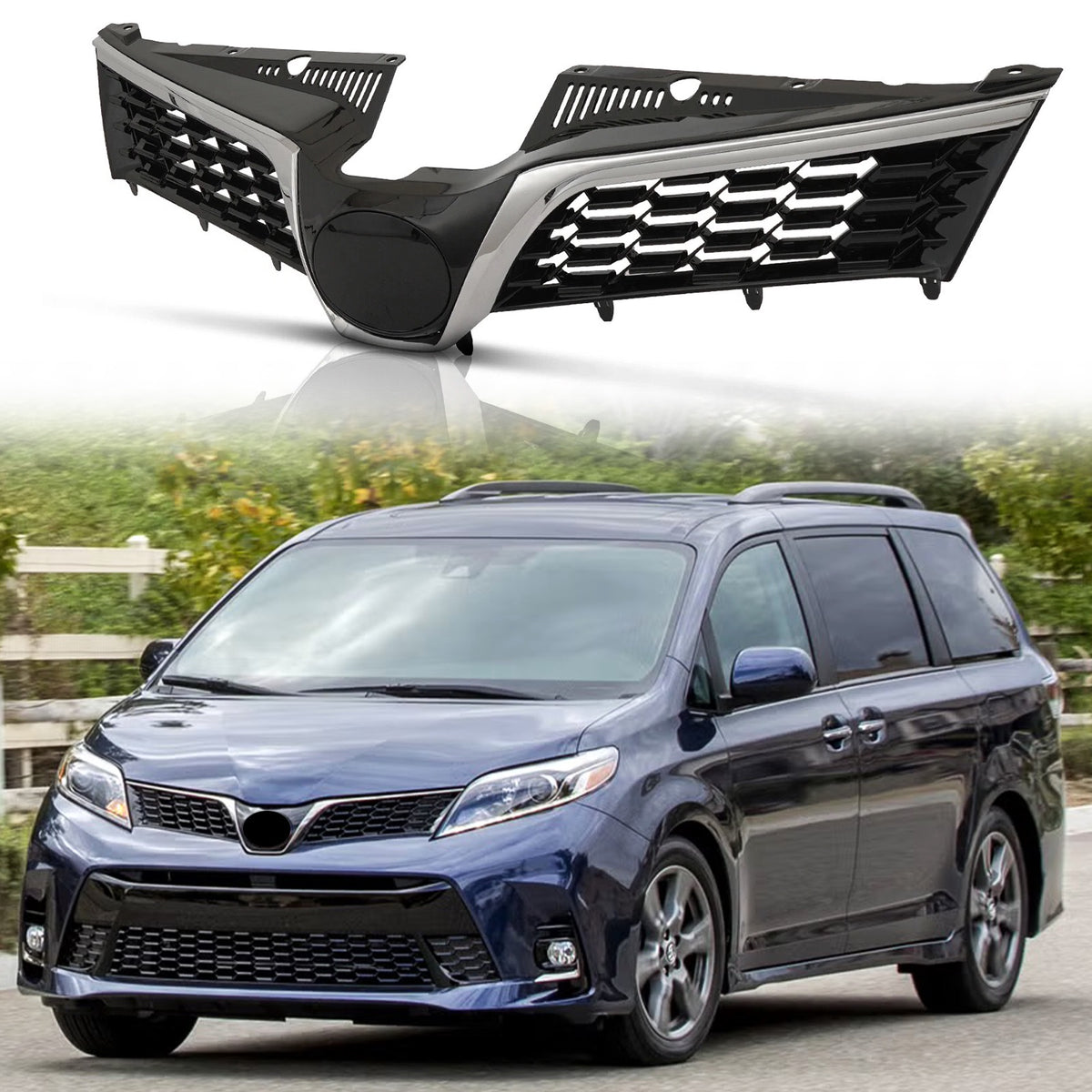 Front Bumper Grille Model Mesh Grill Trim For 2018-2020 Toyota Sienna 5311408060