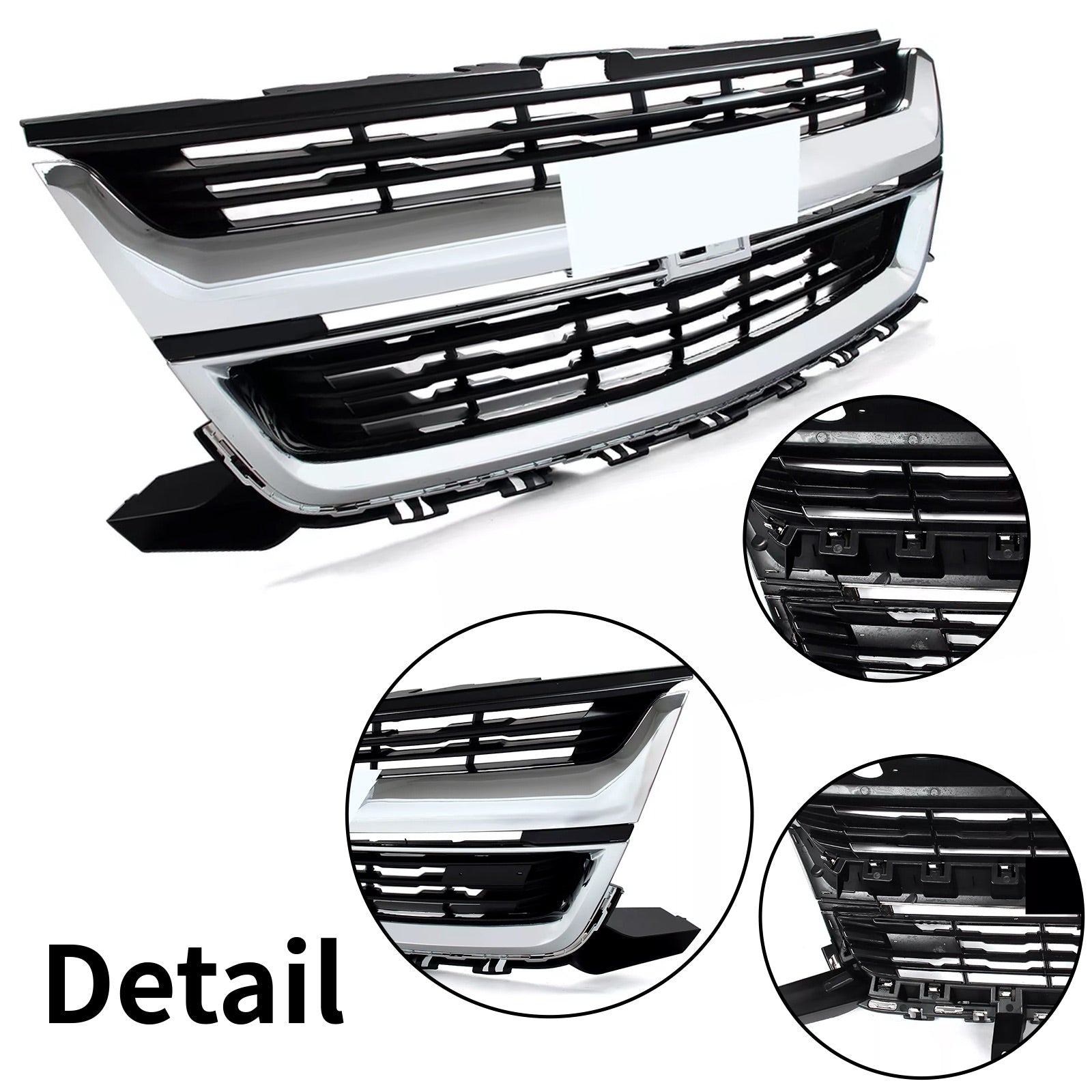 For 2015-2020 Chevrolet Colorado Front Bumper Upper Grille Black Chrome Grill