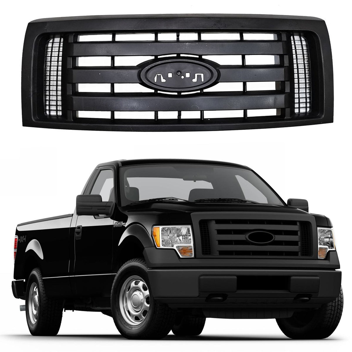 Matte Black Upper Front Bumper Grille Grill For 2009-2014 Ford F-150 F150 XLT