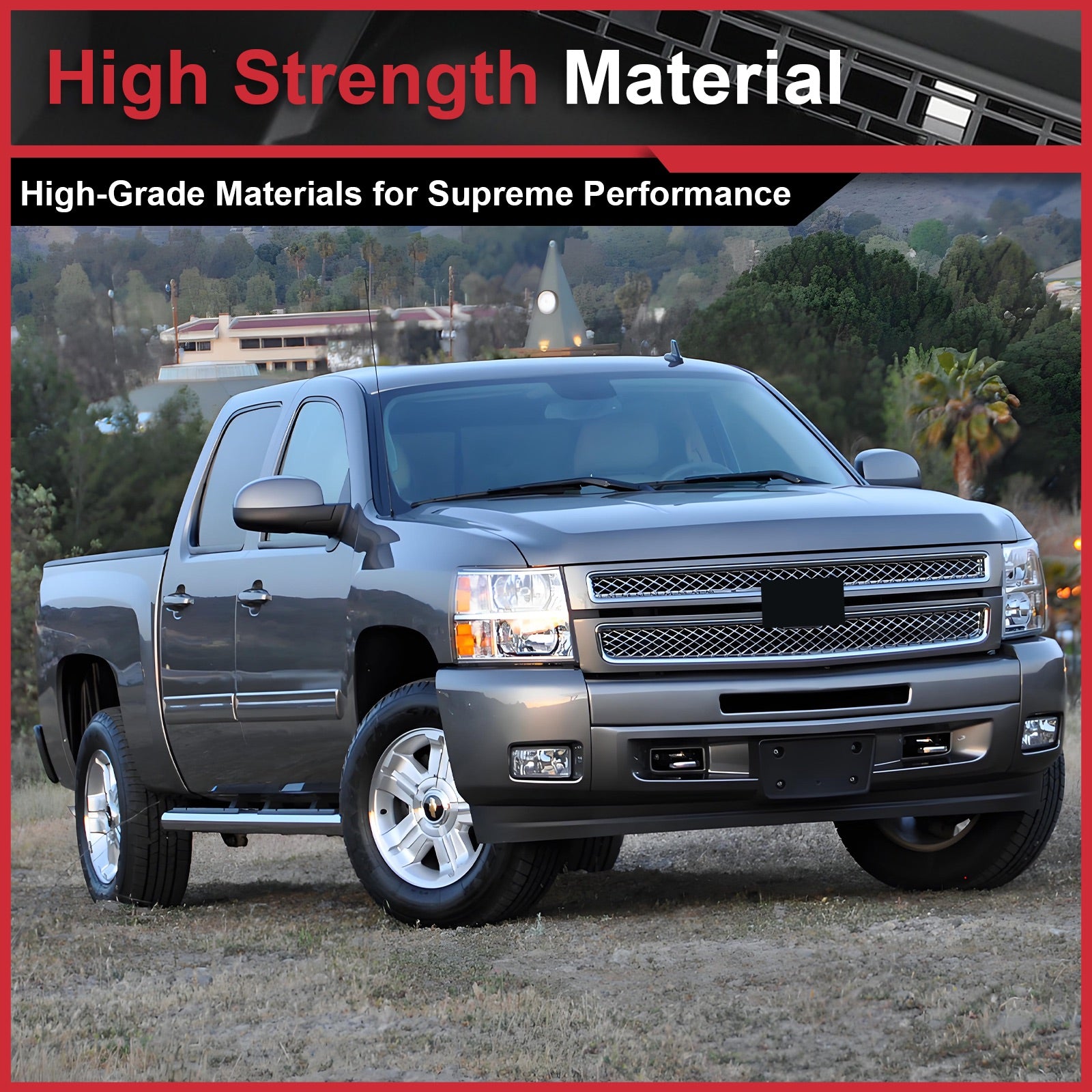 For Silverado 1500 2007-2013 Chrome Shell Front Grille w/Black Insert Trim Grill