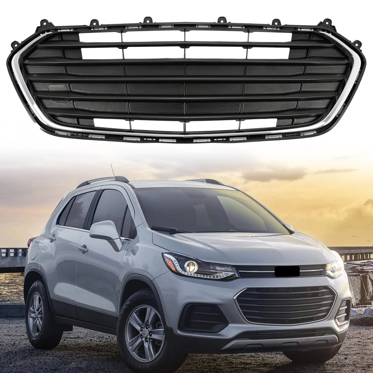 Fit For Chevrolet Trax 2017/2018/2019/2020/2021/2022 Front Bumper Lower Grill Grille Chrome＆Black