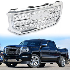 Front Upper Chrome Mesh Grill Fits 2016/2017/2018 GMC Sierra 1500 Grille Denali Style