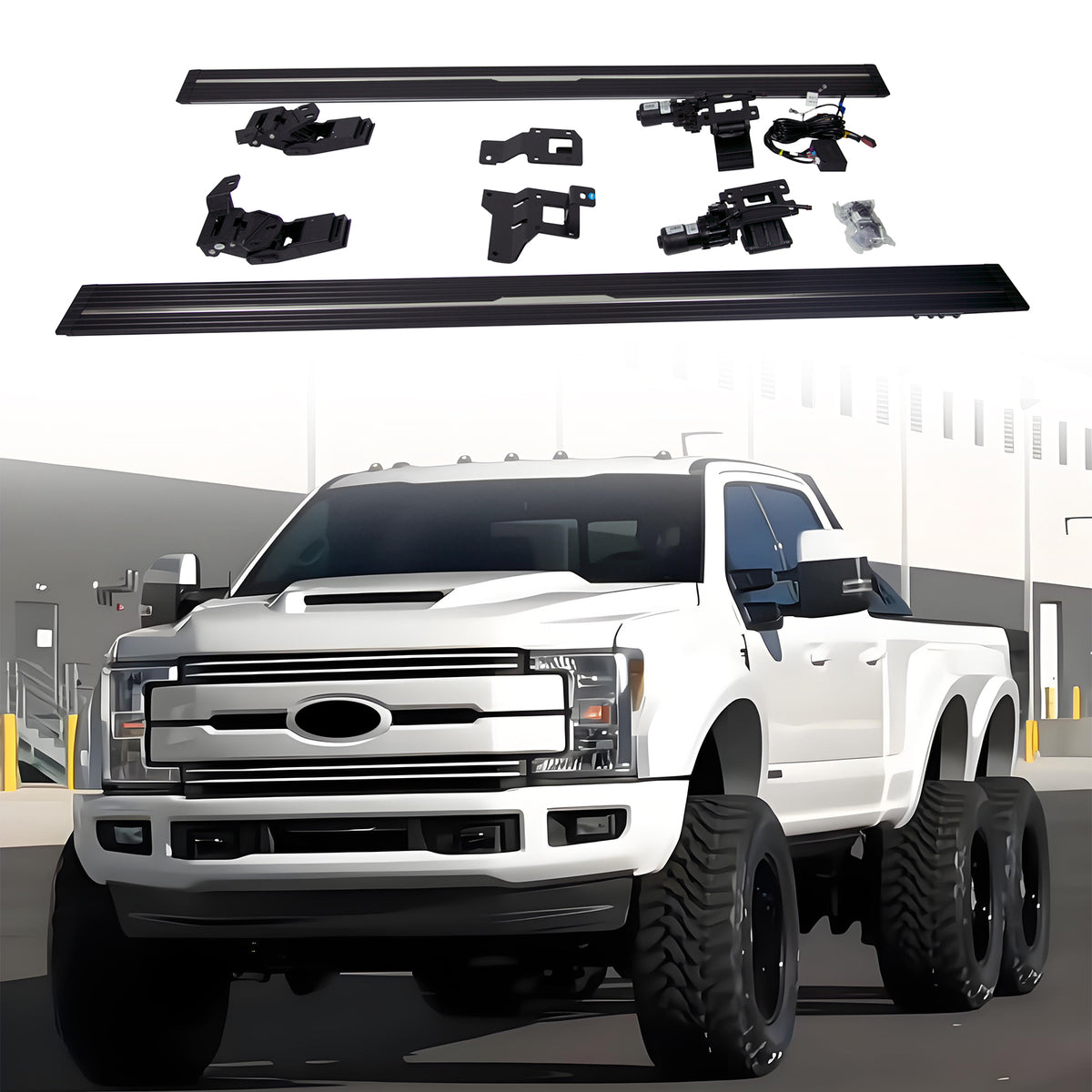 Deployable Electric Running Board Side Steps fit for FORD F550 CAB (4 Doors) 2018-2022