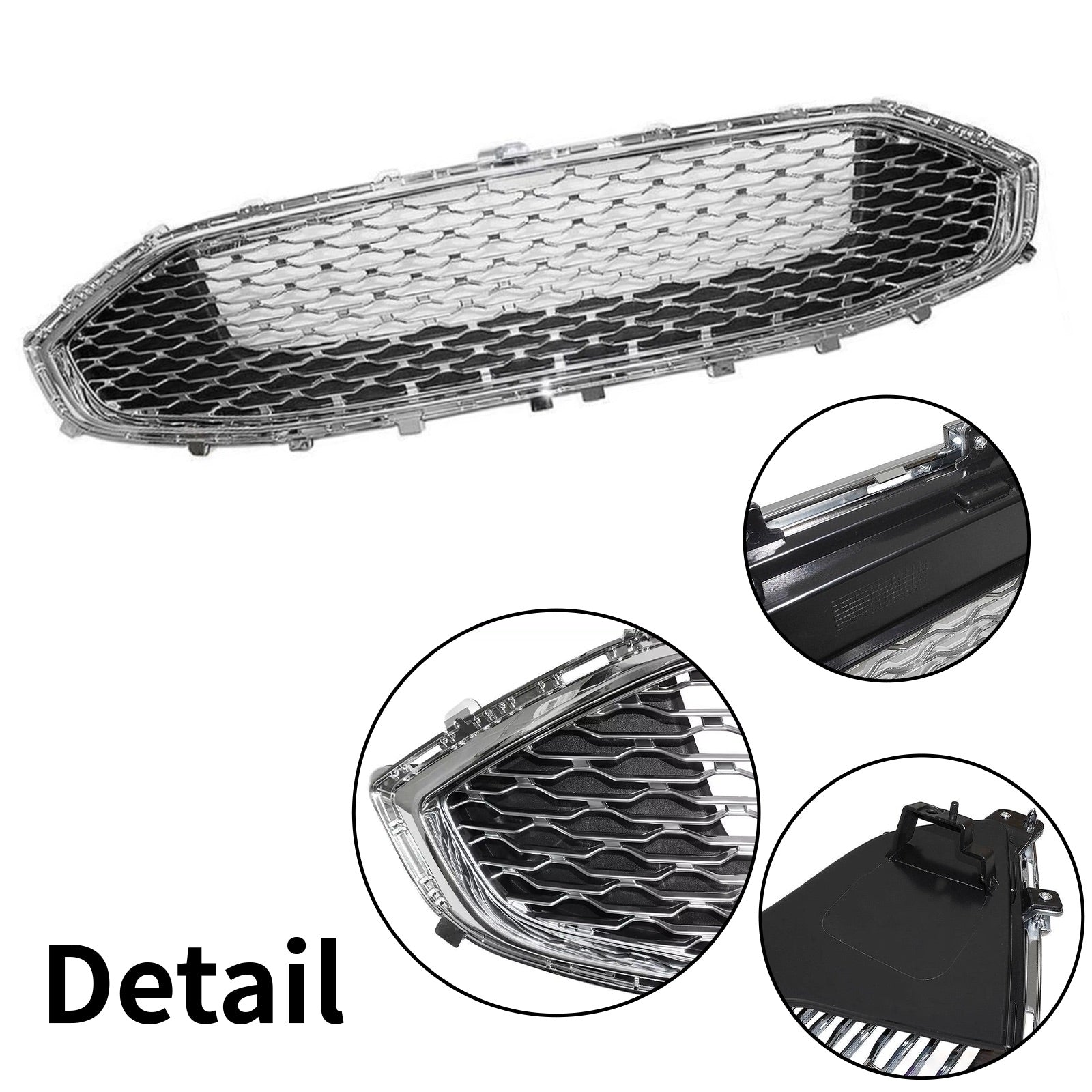 For 2019 2020 Ford Fusion Front Upper Bumper Grille Chrome Honeycomb Mesh Grill