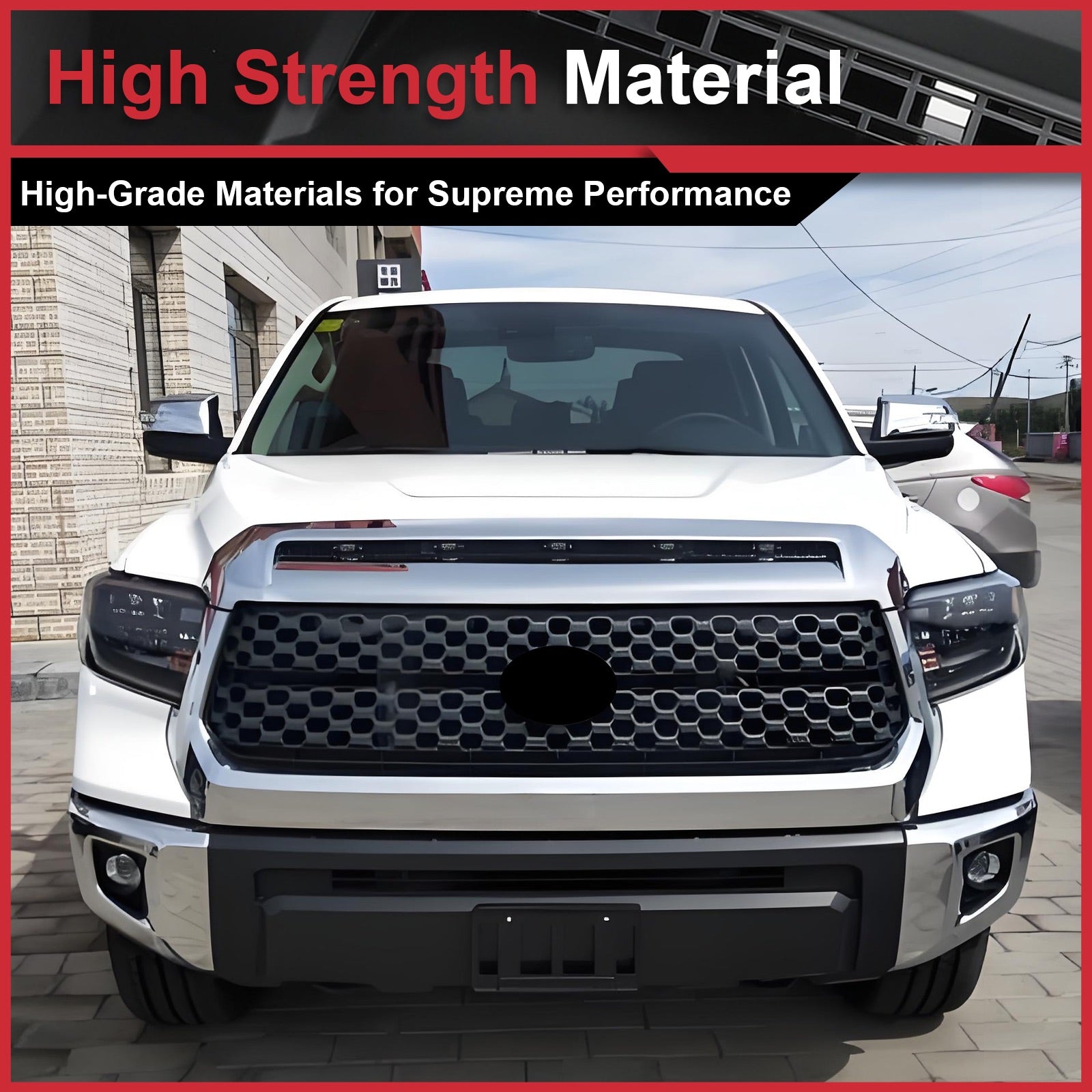 Chrome Front Bumper Grille & Hood Bulge Molding For 2014-2021 Toyota Tundra
