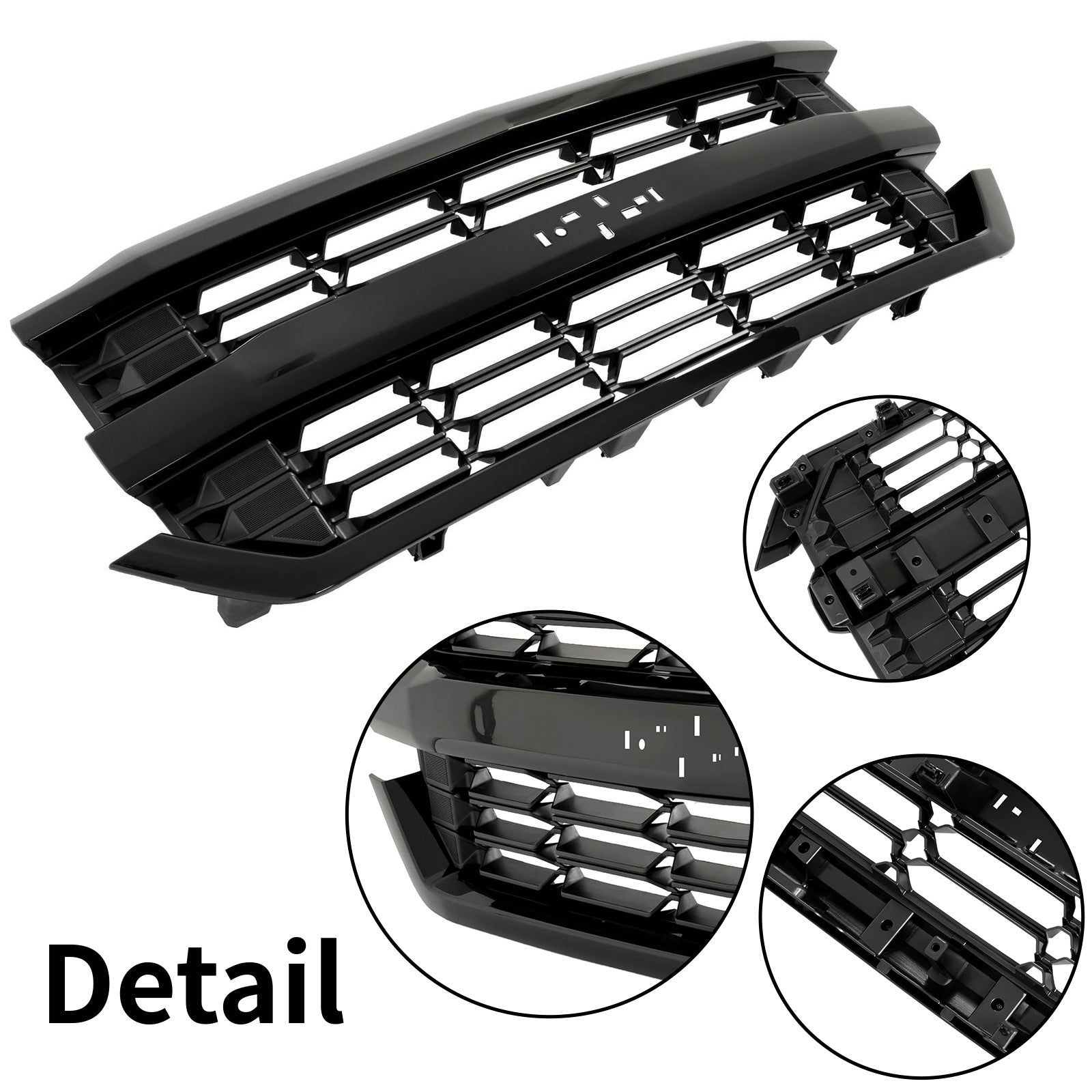 Front Bumper Upper Grille Gloss Black For 84134049 Chevy Silverado 1500 2016-2019