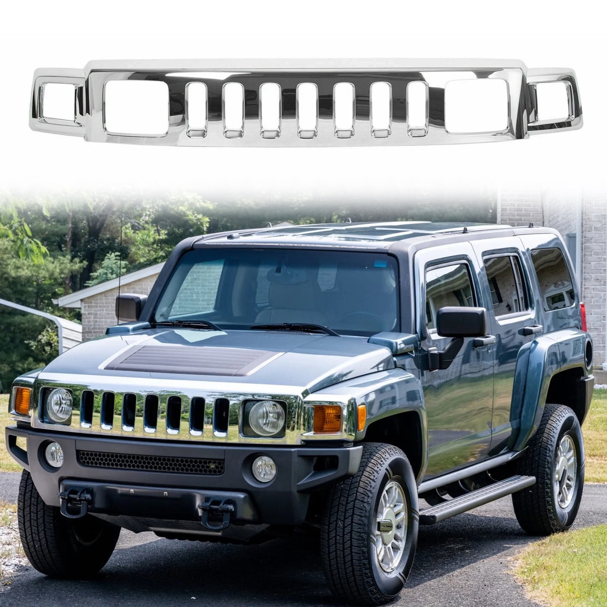 Front Chrome Grille Assembly For Hummer H3 2006 2007 2008 2009 2010 New