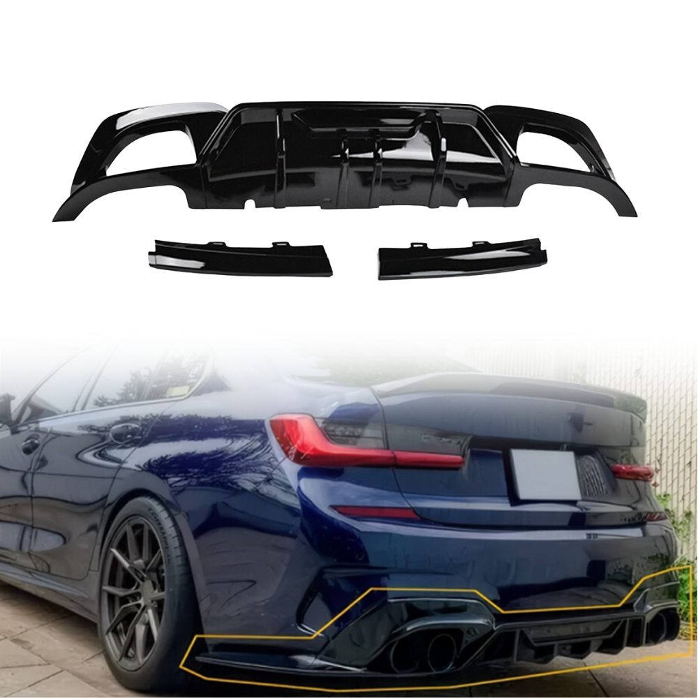 Rear Diffuser Bumper Splitter Gloss Black For 2019-2022 BMW 3 Series G20 M Sport