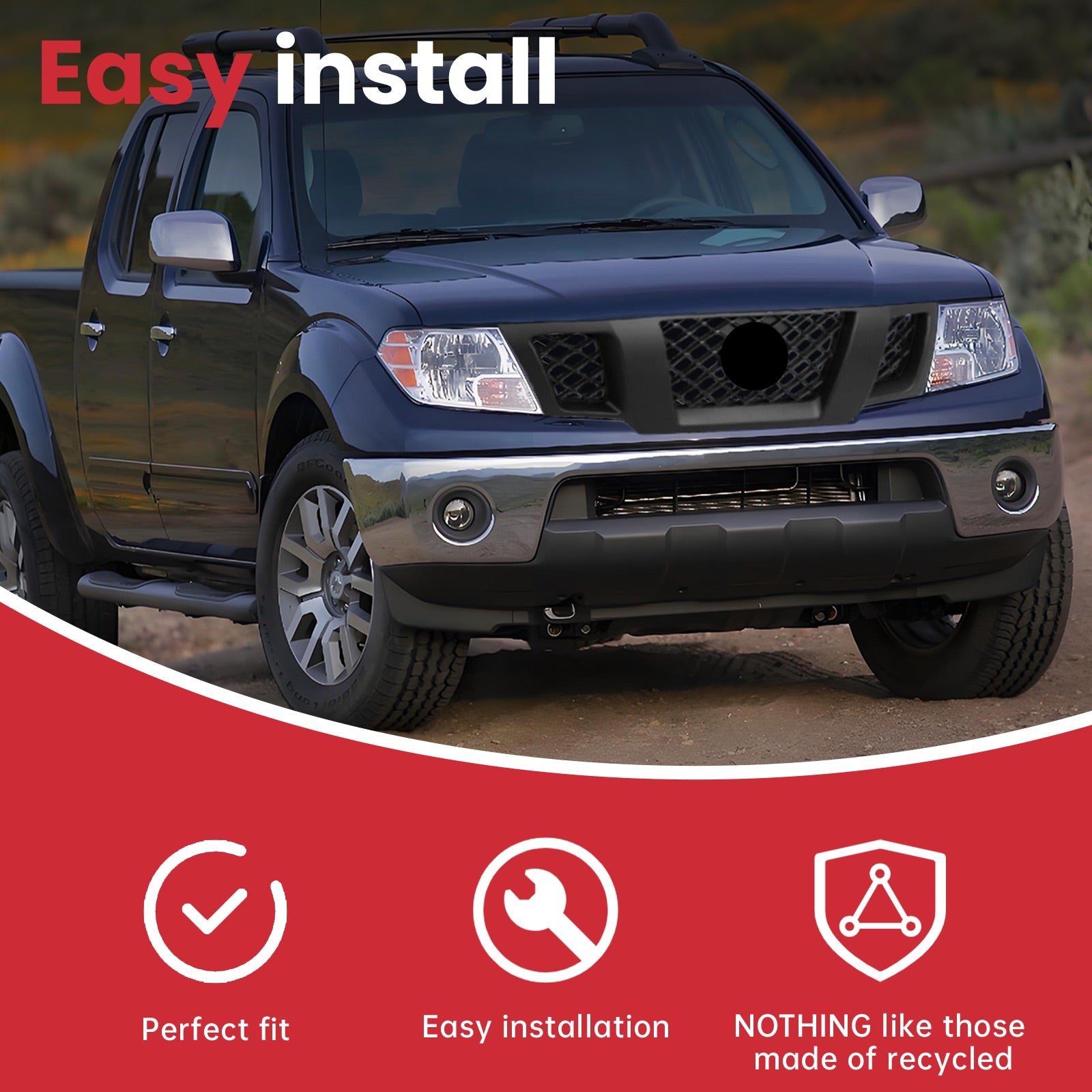 Labwork Front Upper Grille For Nissan Frontier 2009 10-2021 Matte Black ABS
