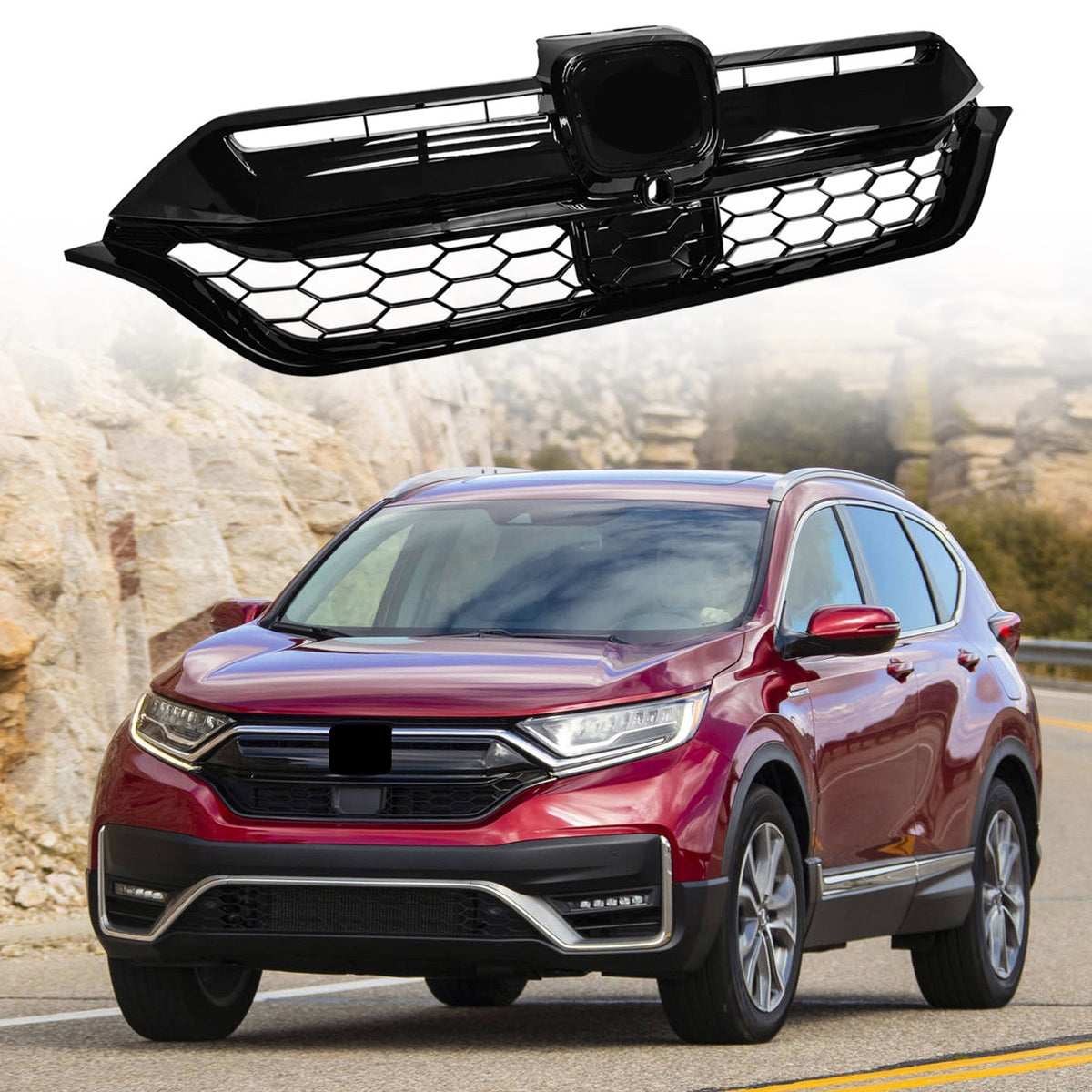 For 2020/2021/2022 Honda CR-V CRV Honeycomb Front Upper Grille W/Camera Hole 71121TLAA60