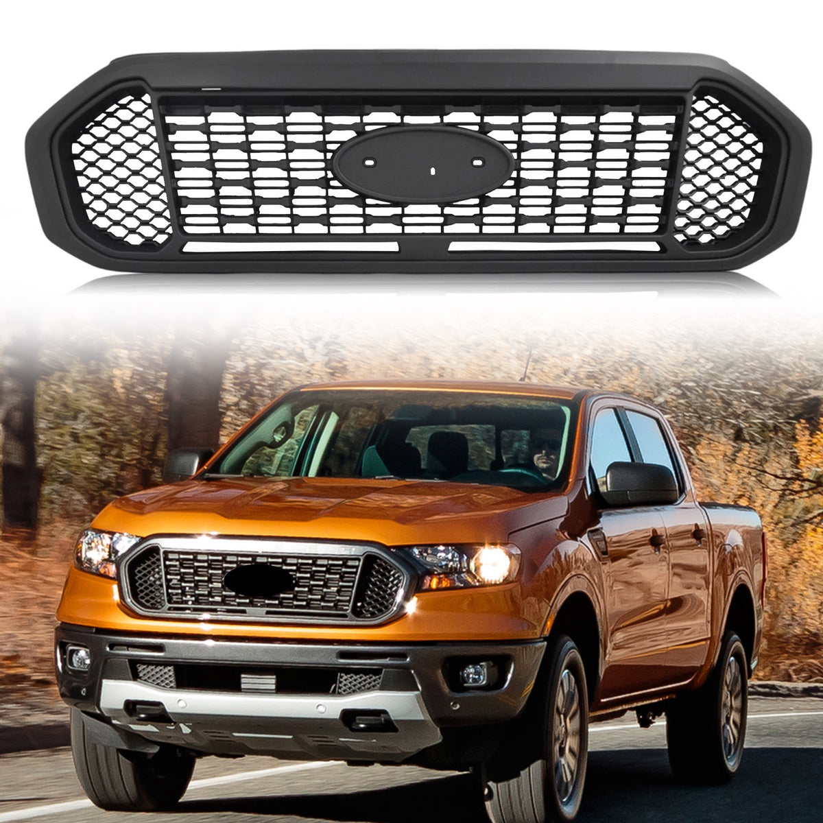 For 2019 2020 2021 2022 Ford Ranger Front Grille Grill KB3B-8350-A Matt Black