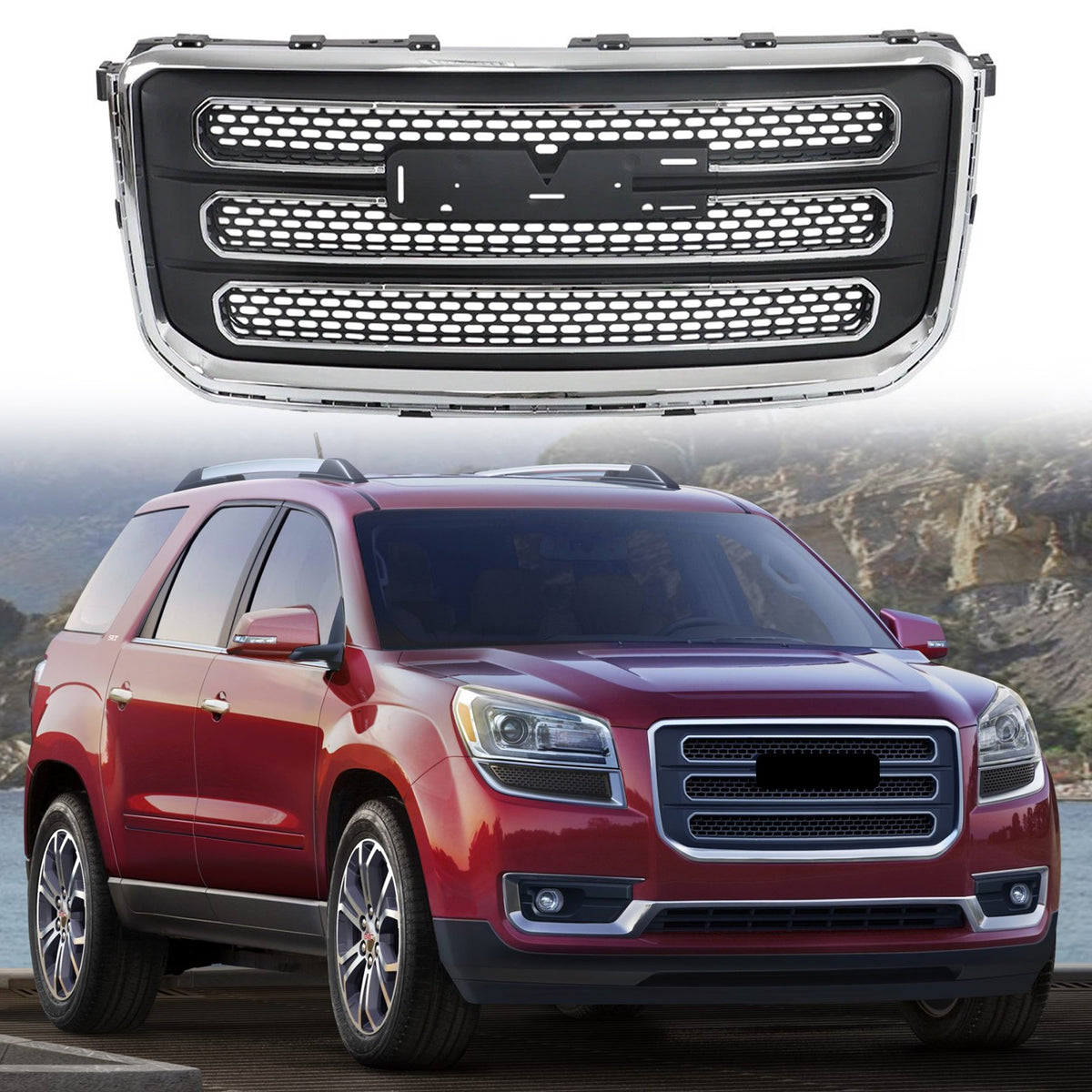 Grille Assembly Plastic For 2013/2014/2015/2016 GMC Acadia SLT Models High Chrome Shell