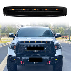For 2014-2021 Toyota Tundra Front Upper Hood Bulge Molding Grille W/ Light Gloss Black
