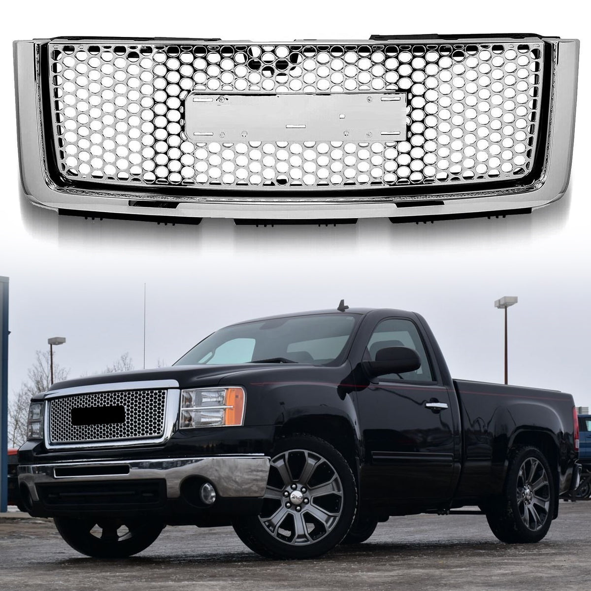 Fits 2007/2008/2009/2010/2011/2012/2013 GMC Sierra 1500 Denali Front Upper Hood Grill Grille New Body Style