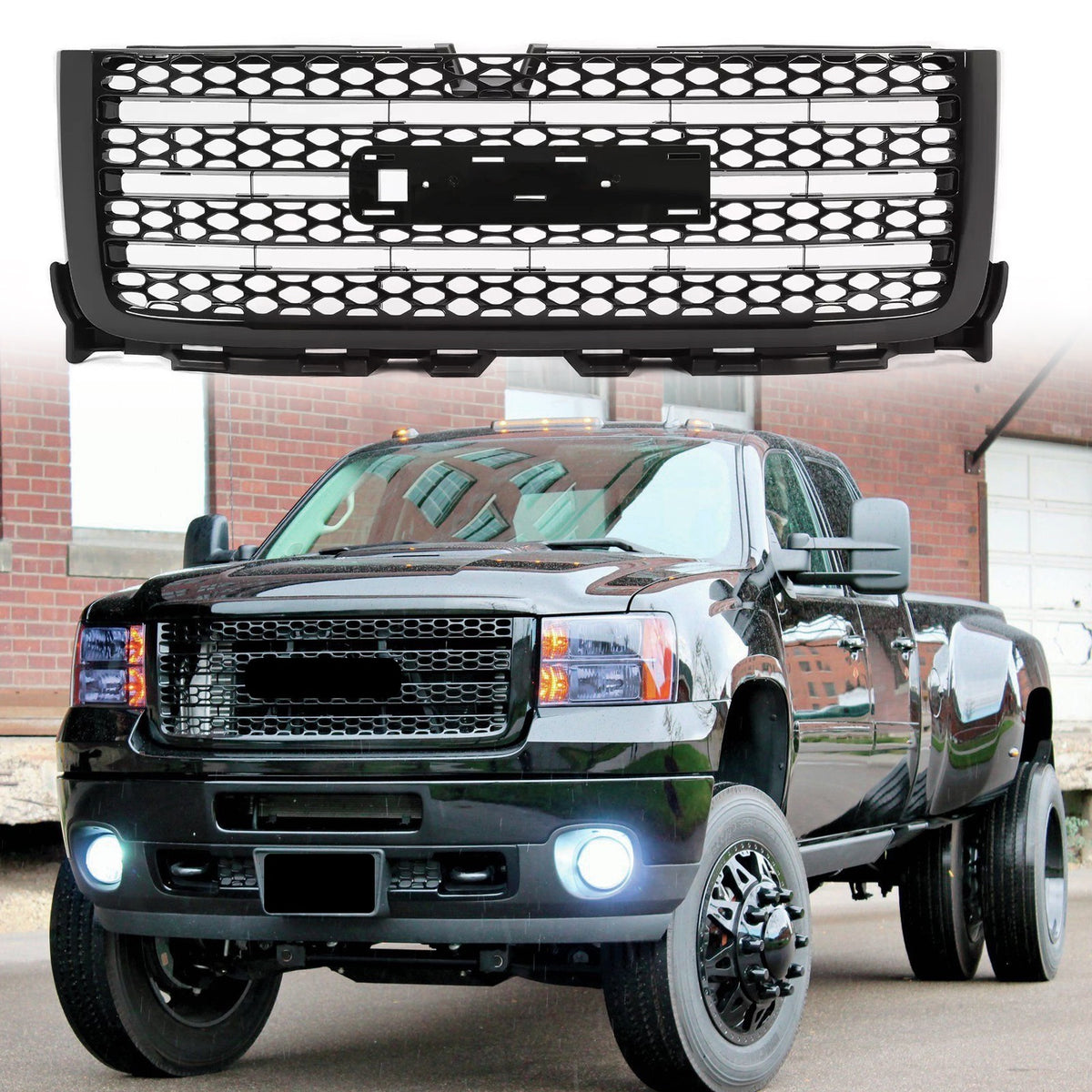 For GMC Sierra 2500 3500 HD 2011/2012/2013/2014 Front Bumper Upper Grille Grill Black