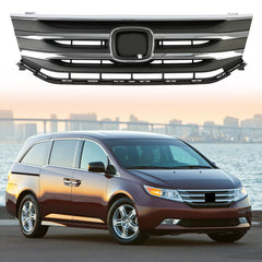 Fits New Honda Odyssey 2011 2012 2013 Front Black Grill Grille Chrome Molding