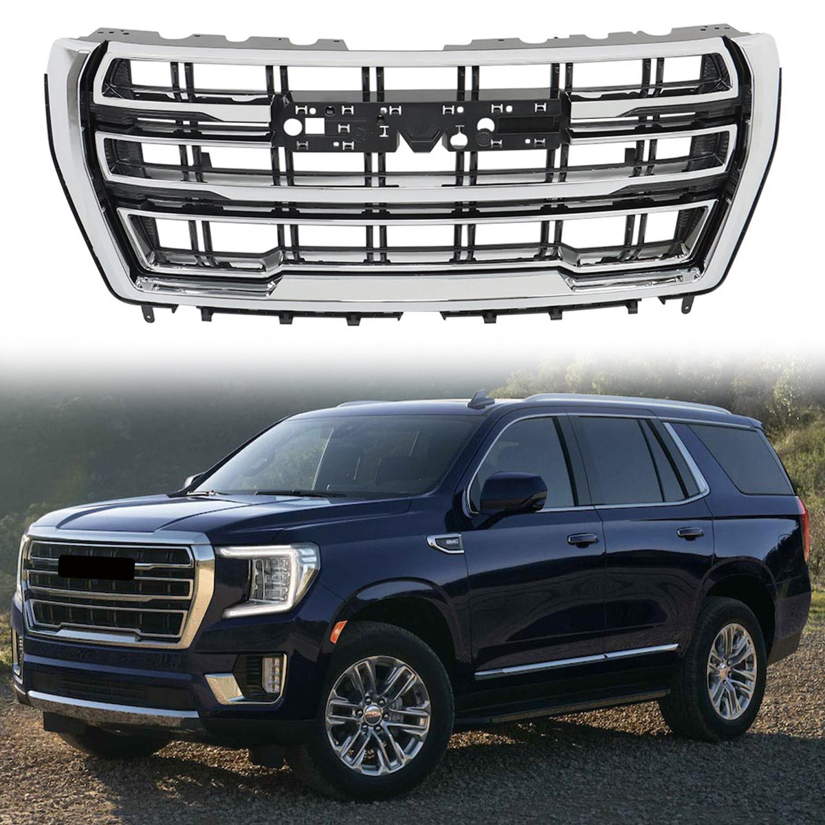 For 2021 2022 2023 GMC Yukon/Yukon XL SLT AT4 Front Grille Chrome Grill 84835787