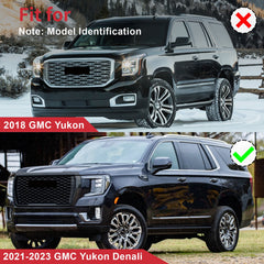 Glossy Black Front Grille&Grill Hood Molding Trim For 2021-2023 GMC Yukon Denali