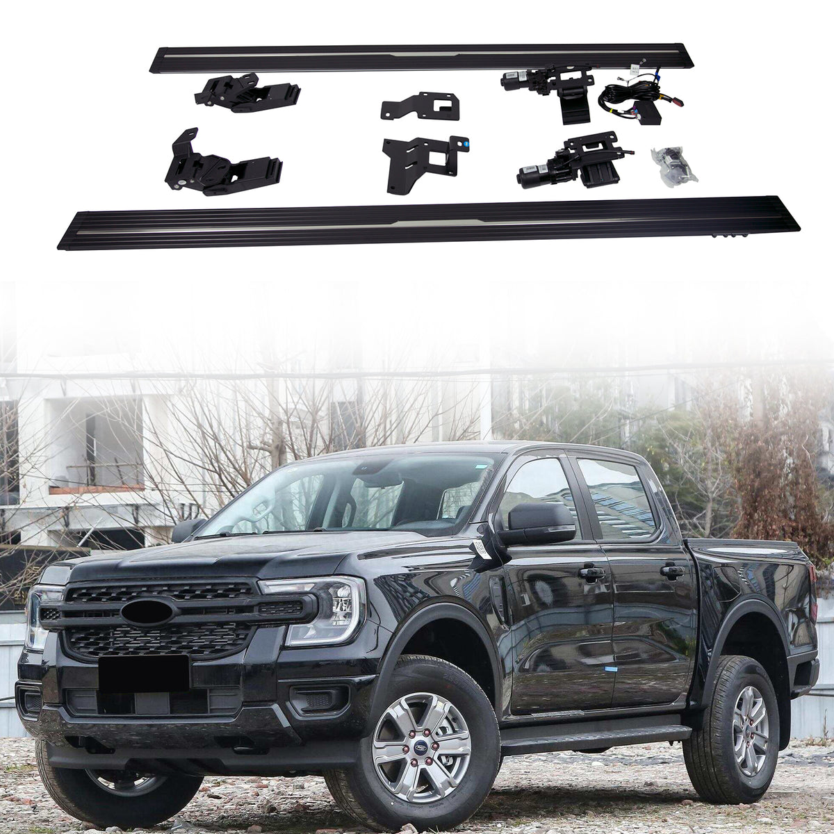 Deployable Electric Running Board Side Steps fit for FORD RANGER 2023-2025 (6 Supports)