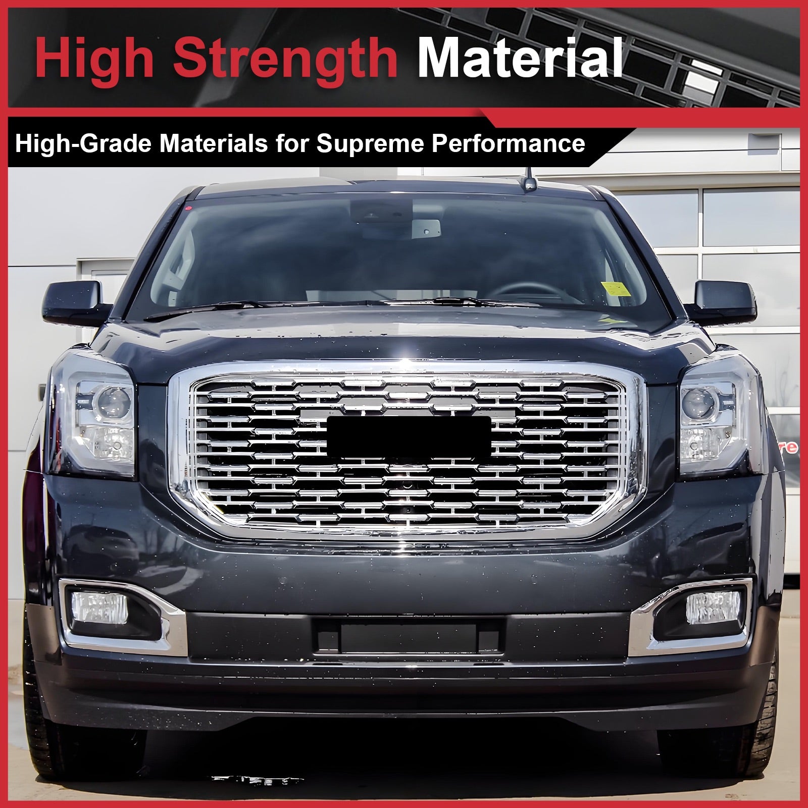 Chrome Front Upper Grille Mesh Grill For GMC Yukon/ Yukon XL Denali Style 15-20