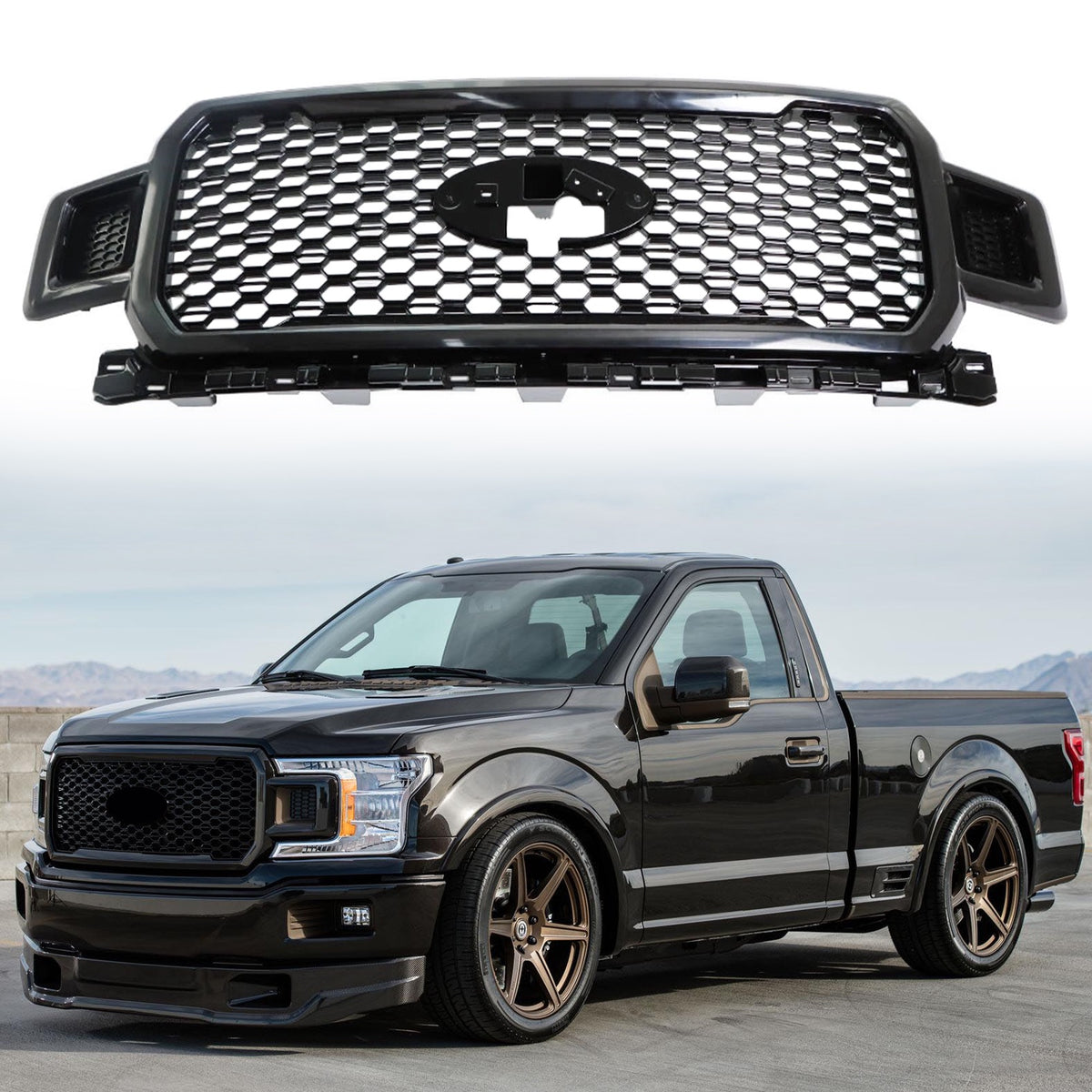 For 2018/2019/2020 Ford F-150 Front Radiator Grille Assembly Glossy black JL3Z8200SF