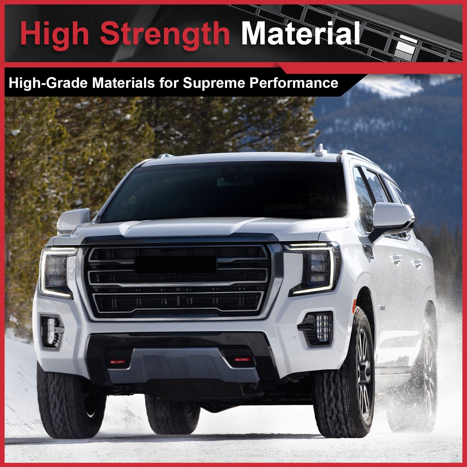 Black Front Upper Hood Molding Trim Plastic For 2021-2022 GMC Yukon/Yukon XL