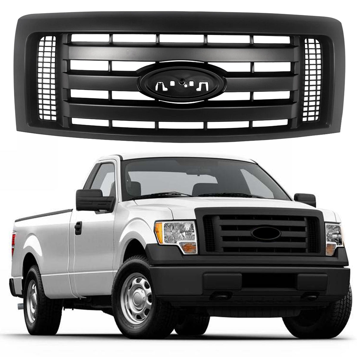 Matte Black Front Bumper Grille Upper Grill For 2009/2010/2011/2012/2013/2014 Ford F-150 F150 XLT