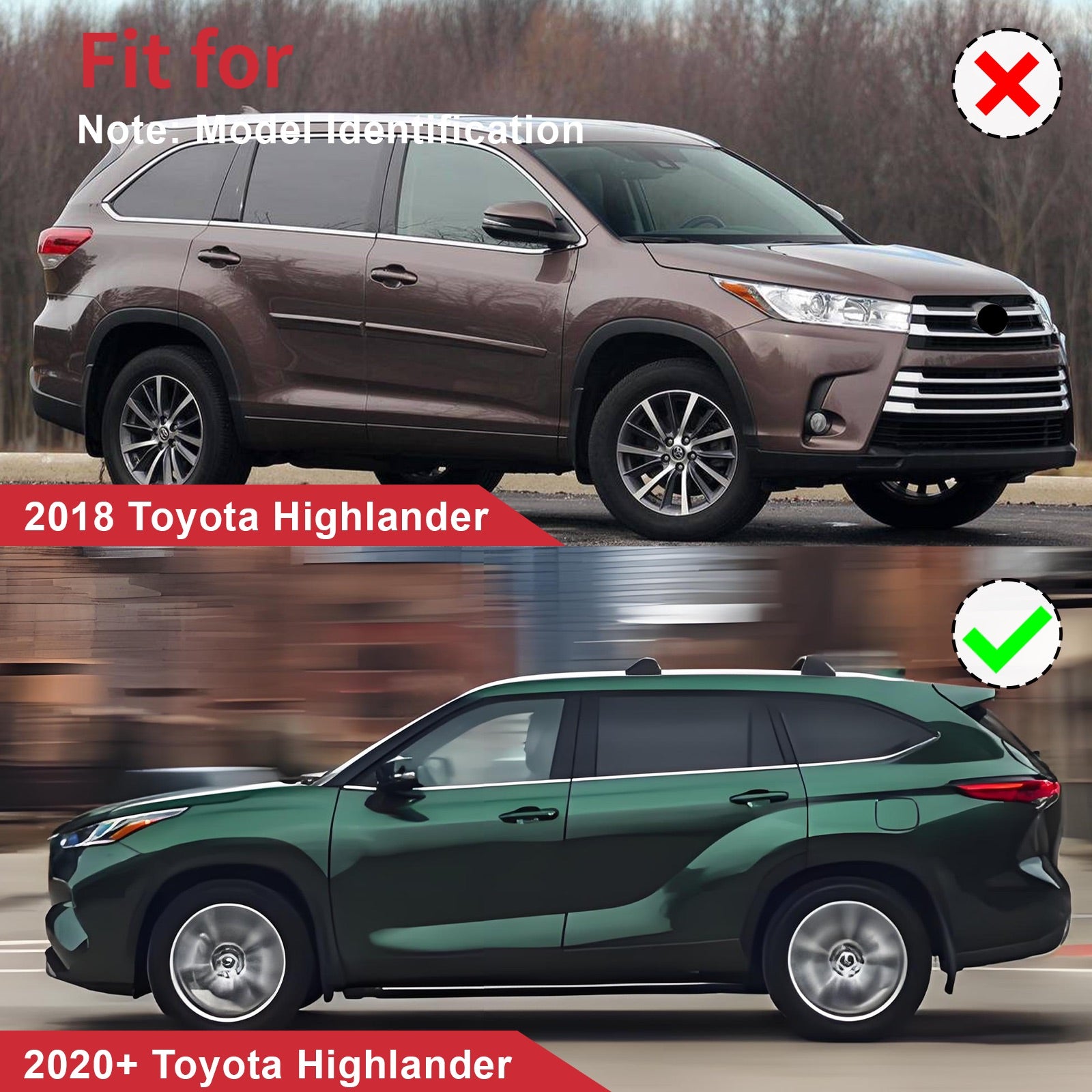 Fits Toyota Highlander 2020-2025 Aluminum Running Boards Side Steps Nerf Bars