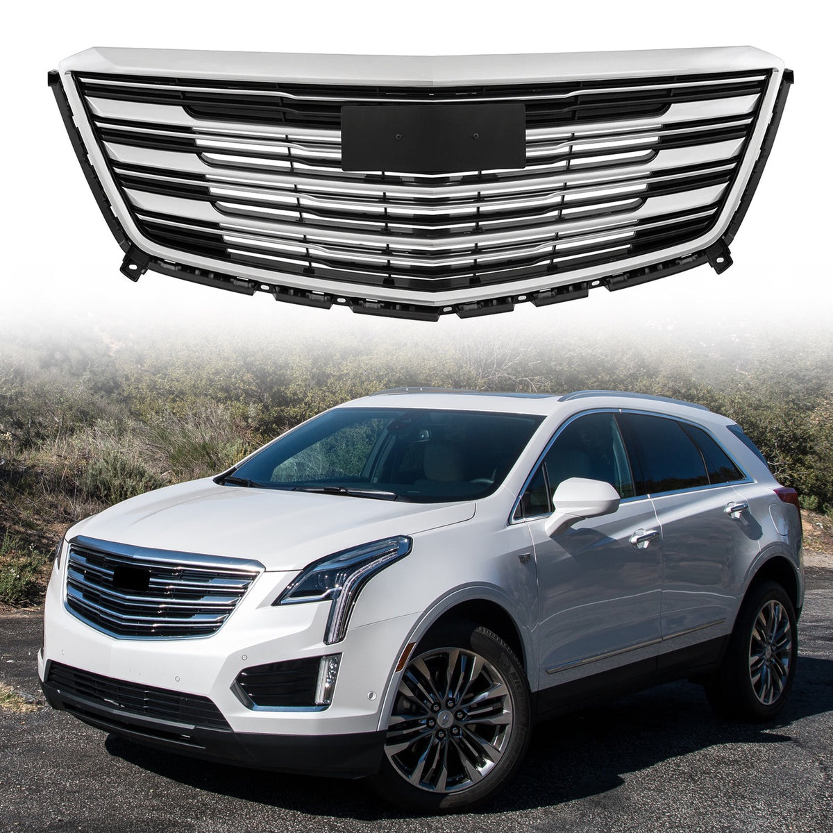 Chrome Front Bumper Upper Grill Grille Fit Cadillac XT5 2016 2017 2018 2019 2020