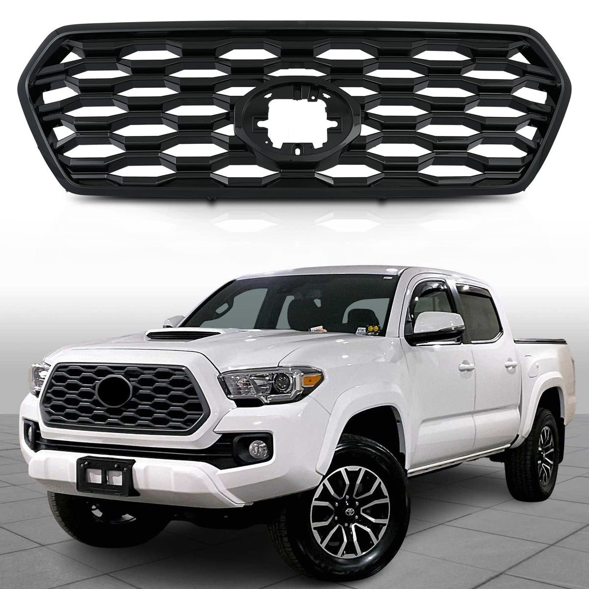 For 2016/2017/2018/2019/2020/2021/2022/2023 Toyota Tacoma TRD Front Grille Bumper Grill Insert Gloss Black NEW