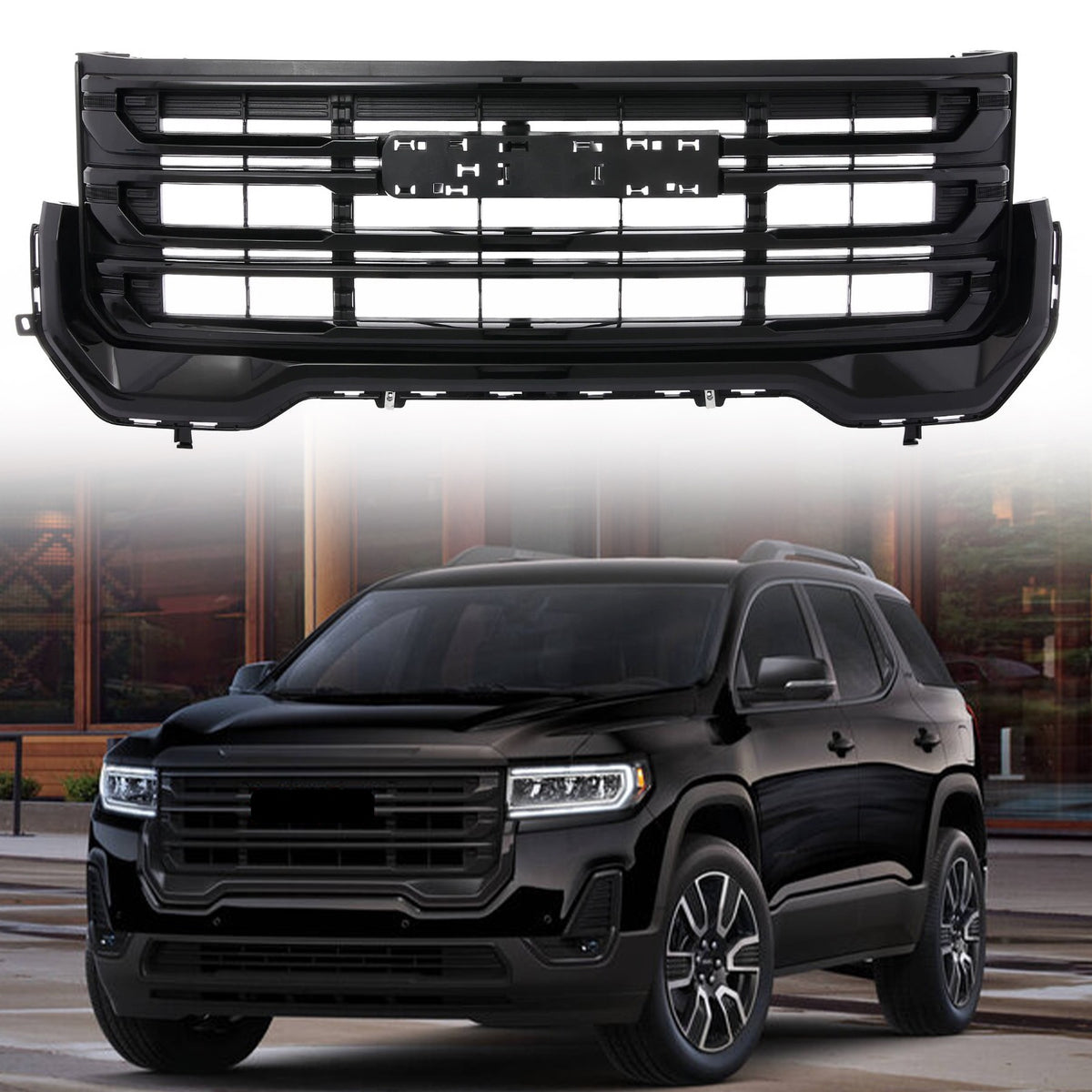 84766563 For GMC Acadia SLE SLT 2020/2021/2022/2023 Front Upper Grille Grill Glossy Black