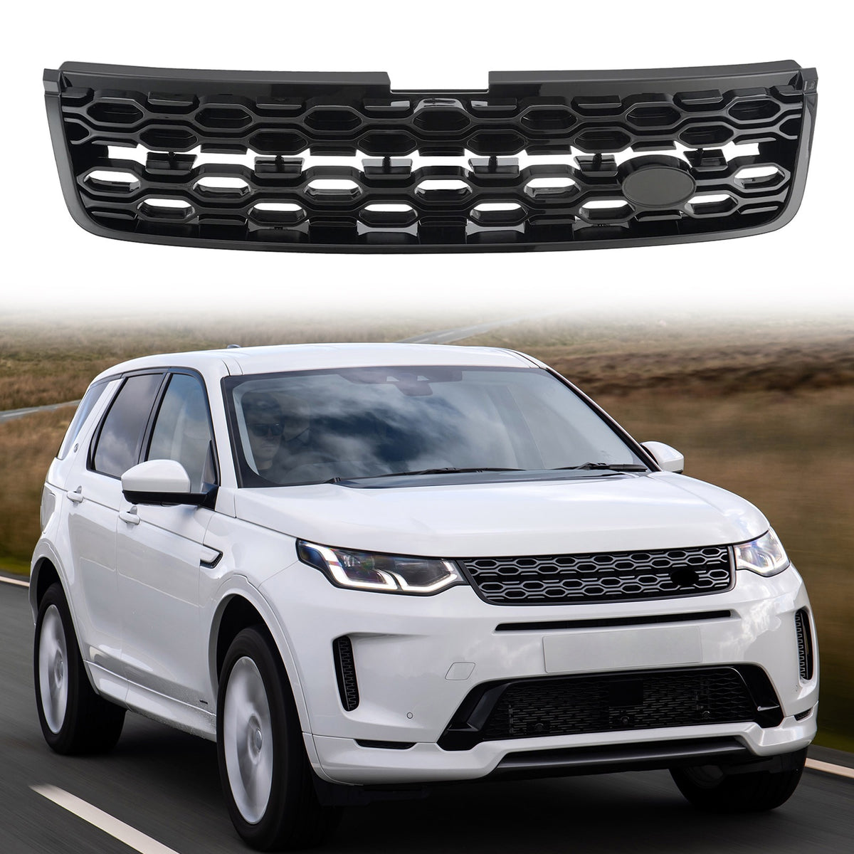 For Land Rover 2020/2021/2022/2023 Discovery Sport Gloss Black Front Bumper Grille Grill