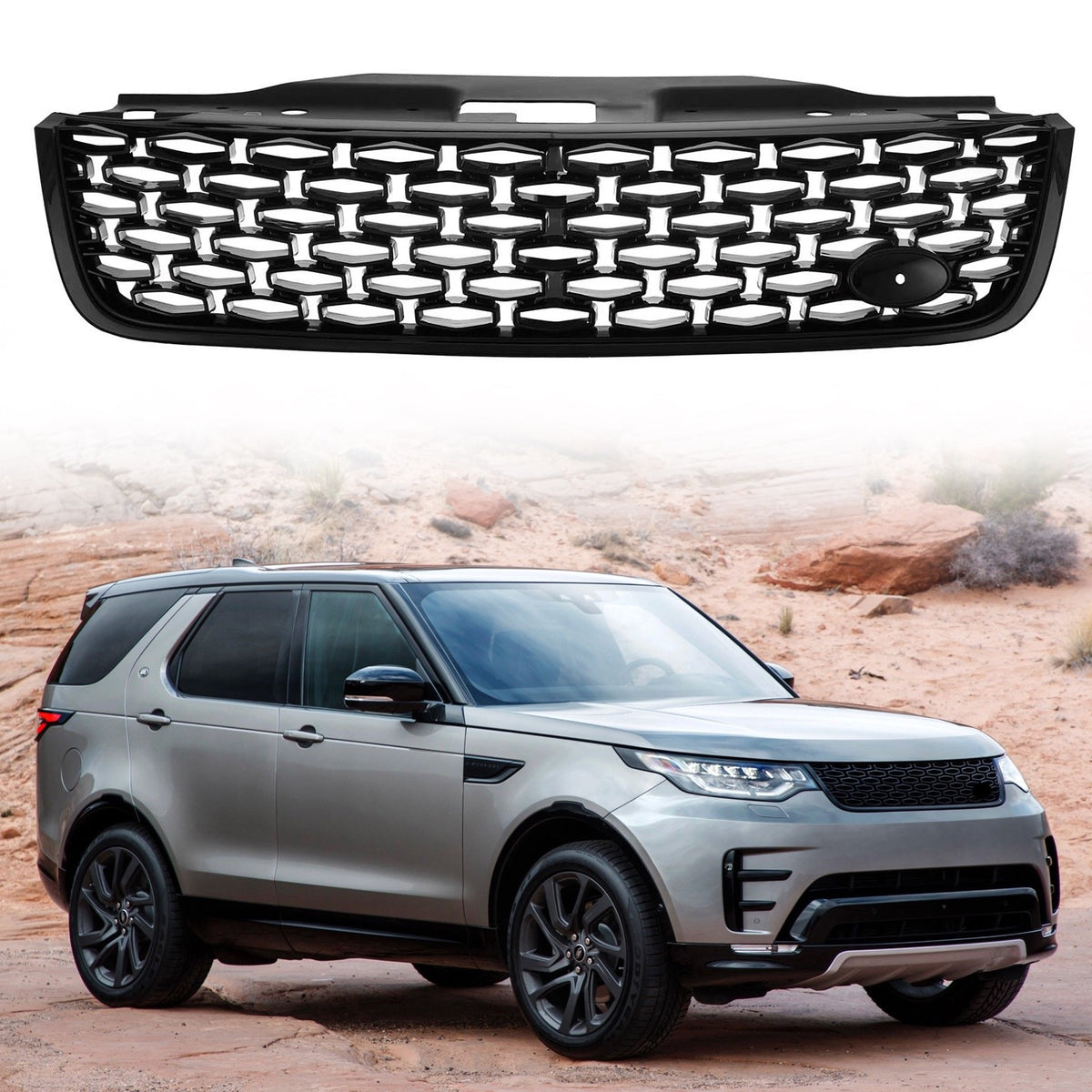 For 2017/2018/2019/2020 Land Rover Discovery 5 Front Bumper Mesh Grille Black