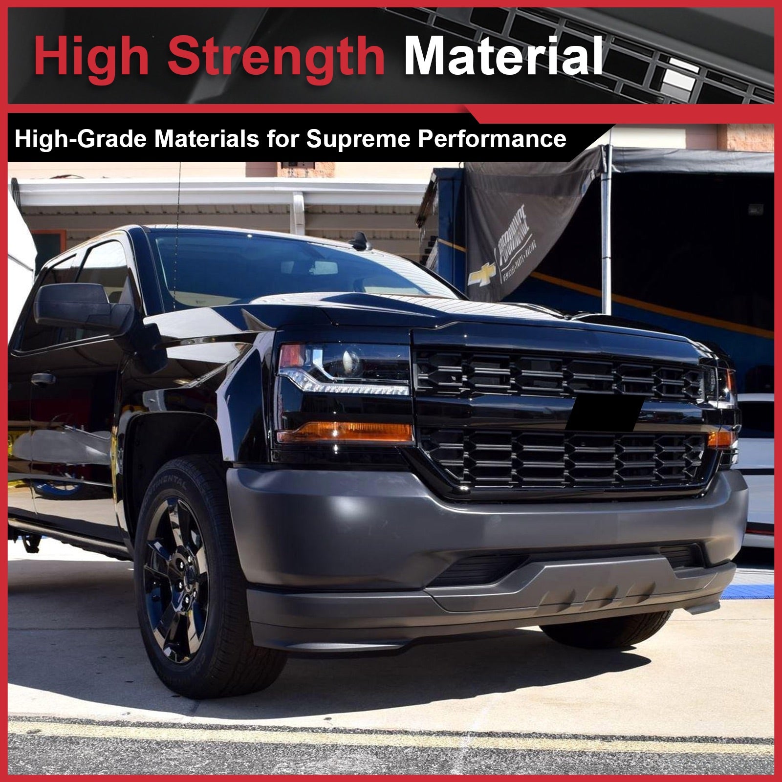 Front Bumper Upper Grille Gloss Black For 84134049 Chevy Silverado 1500 2016-2019