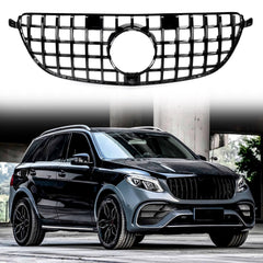 All Black Front Hood Grille For Mercedes Benz W166 GLE63 2016 2017 2018 2019