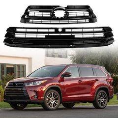 Front Upper and Lower Grille Grill For Toyota Highlander 2017/2018/2019 Gloss Black