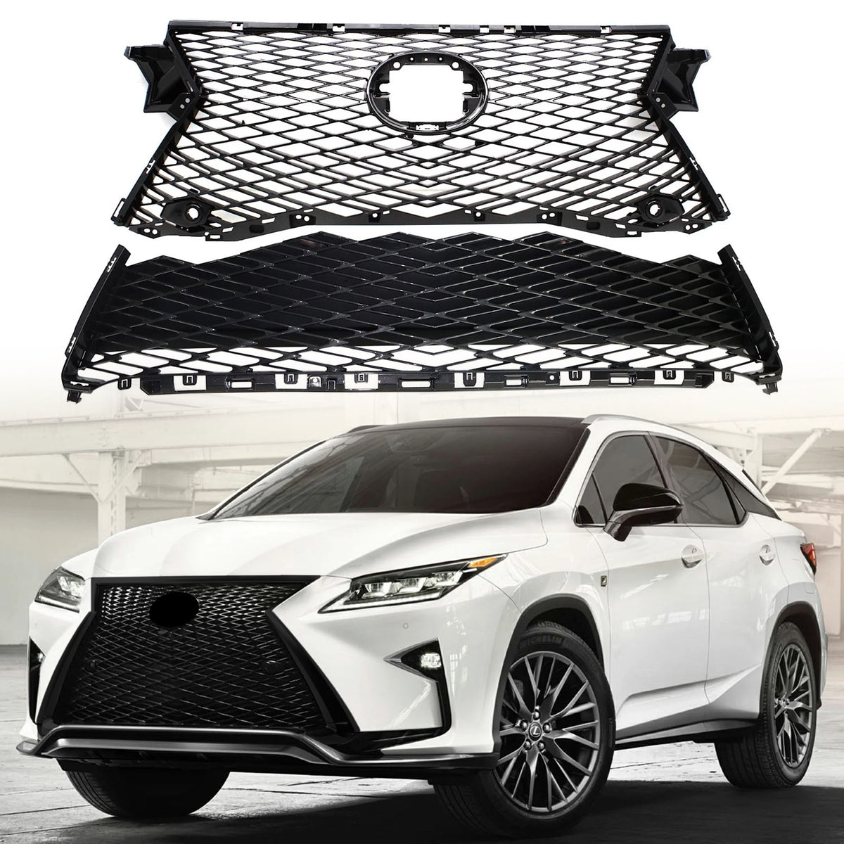 Grille Assembly Upper and Lower For 2016/2017/2018/2019 Lexus RX350 F Sport