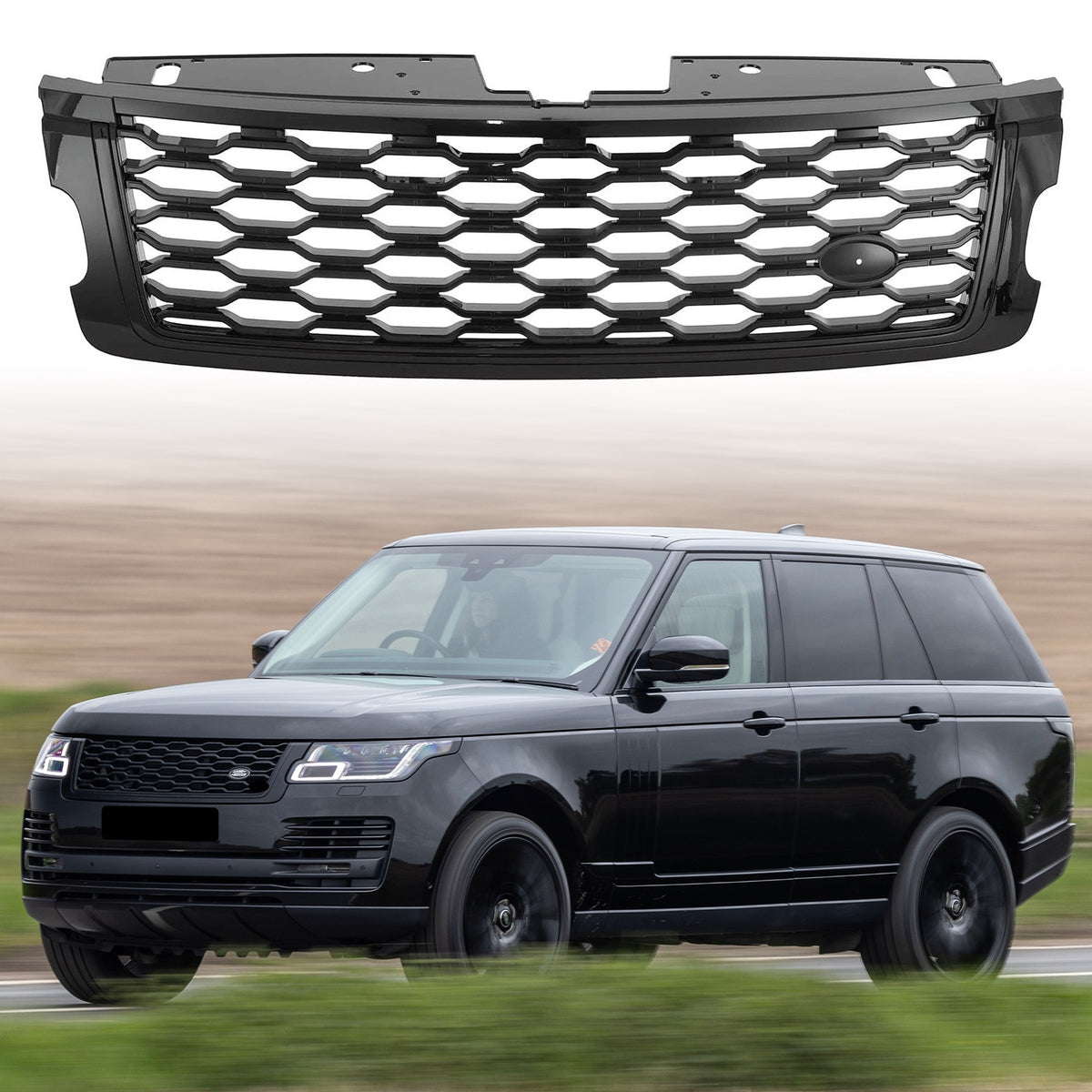 Front Grille Upper Grill Fit For Range Rover Vogue L405 2018/2019/2020/2021/2022 Glossy Black