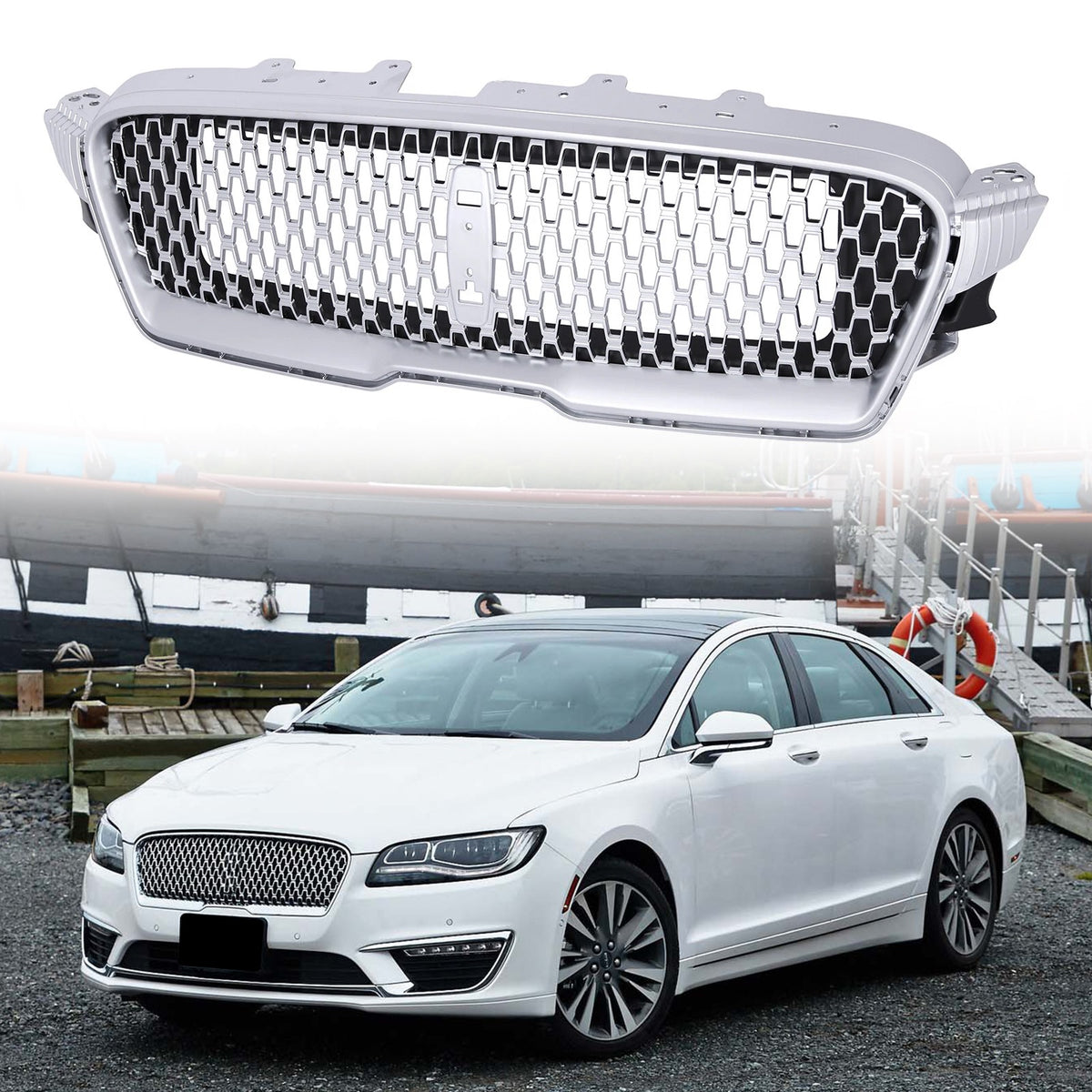Front Upper Grille Bumper Grille Nickelplated For Lincoln MKZ 2017/2018/2019
