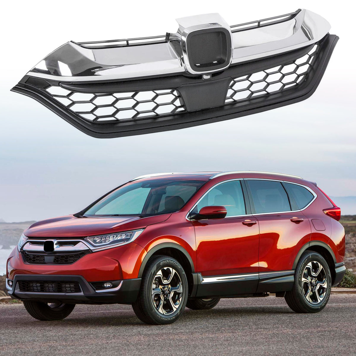 HECASA Fits Honda CRV CR-V 2017 2018 2019 Front Bumper Upper Grille