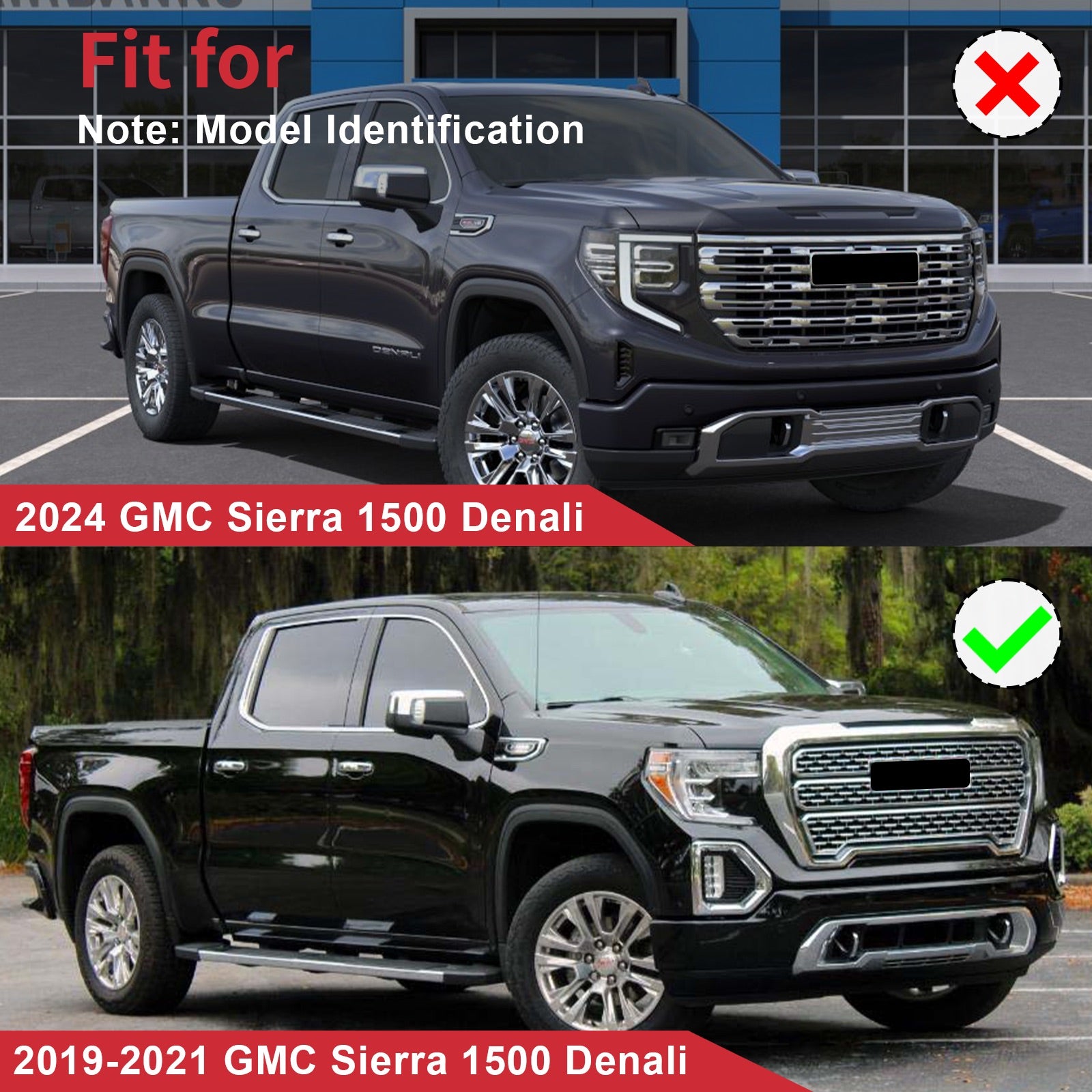 For GMC Sierra 1500 Denali 2019-2021 Front Upper Grille Chrome New Factory Style