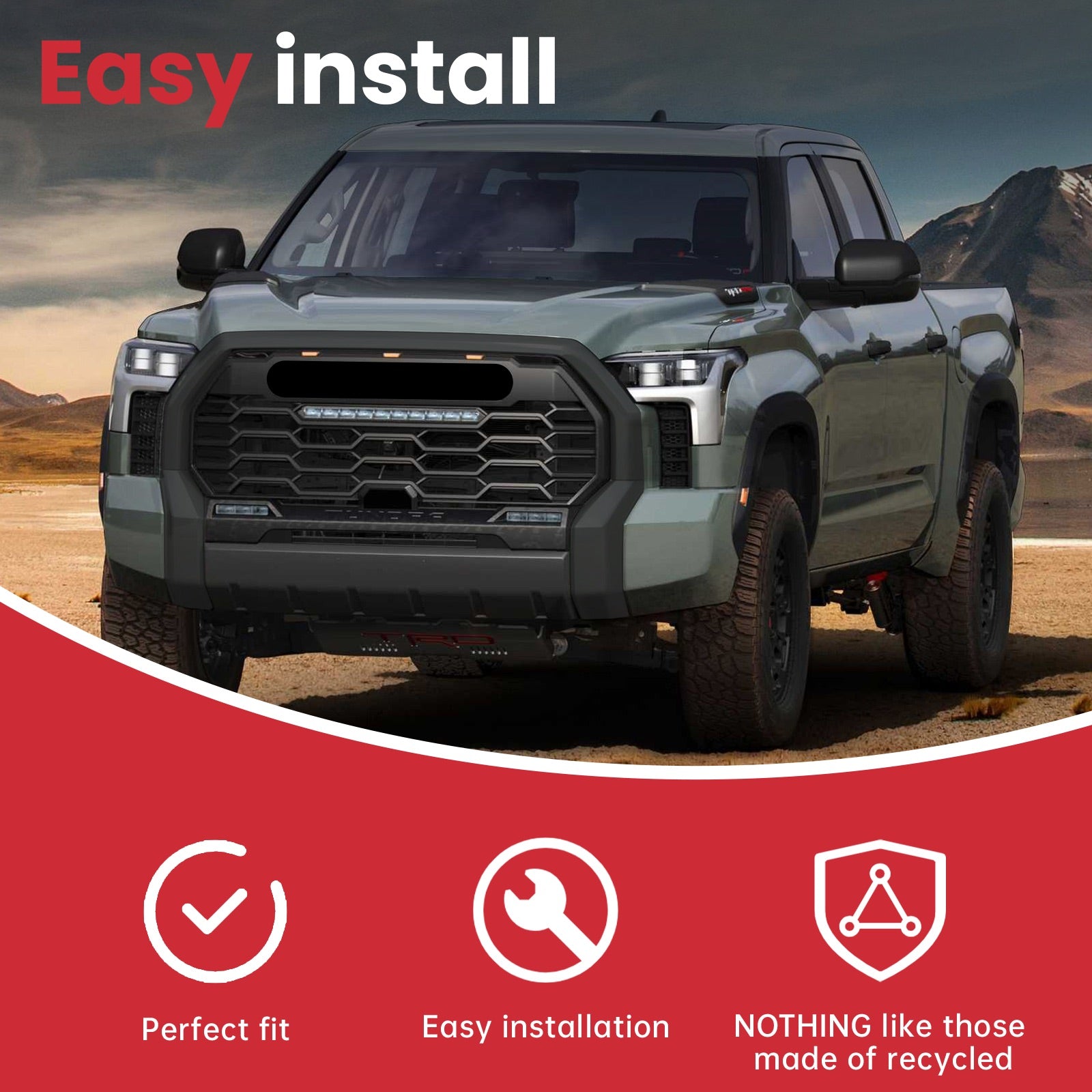 Front Bumper Grille Trim Molding Fit For Toyota Tundra 2022/2023/2024 Gloss Black New